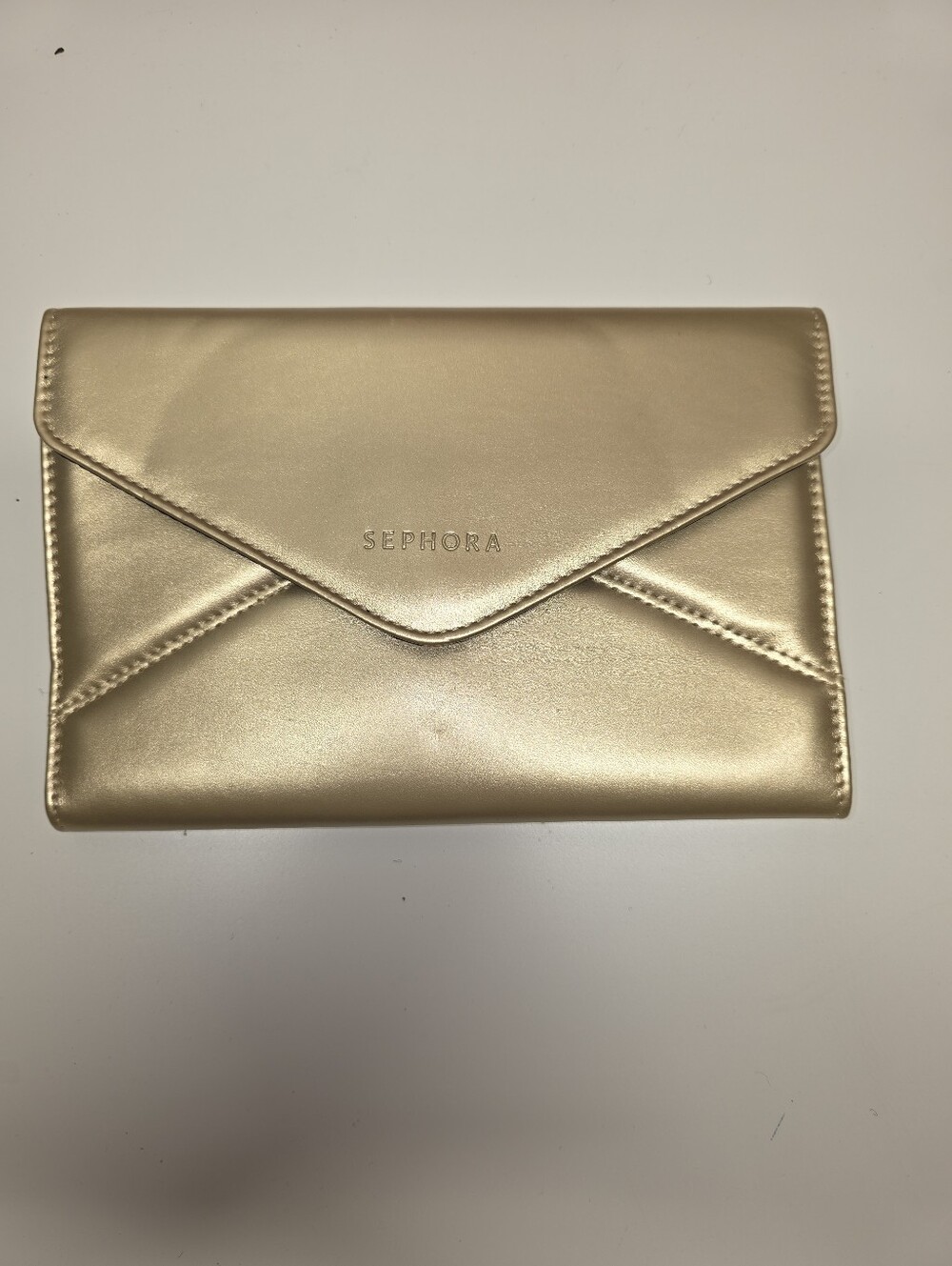 New Sephora Metallic Gold Envelope Brush Case Clutch